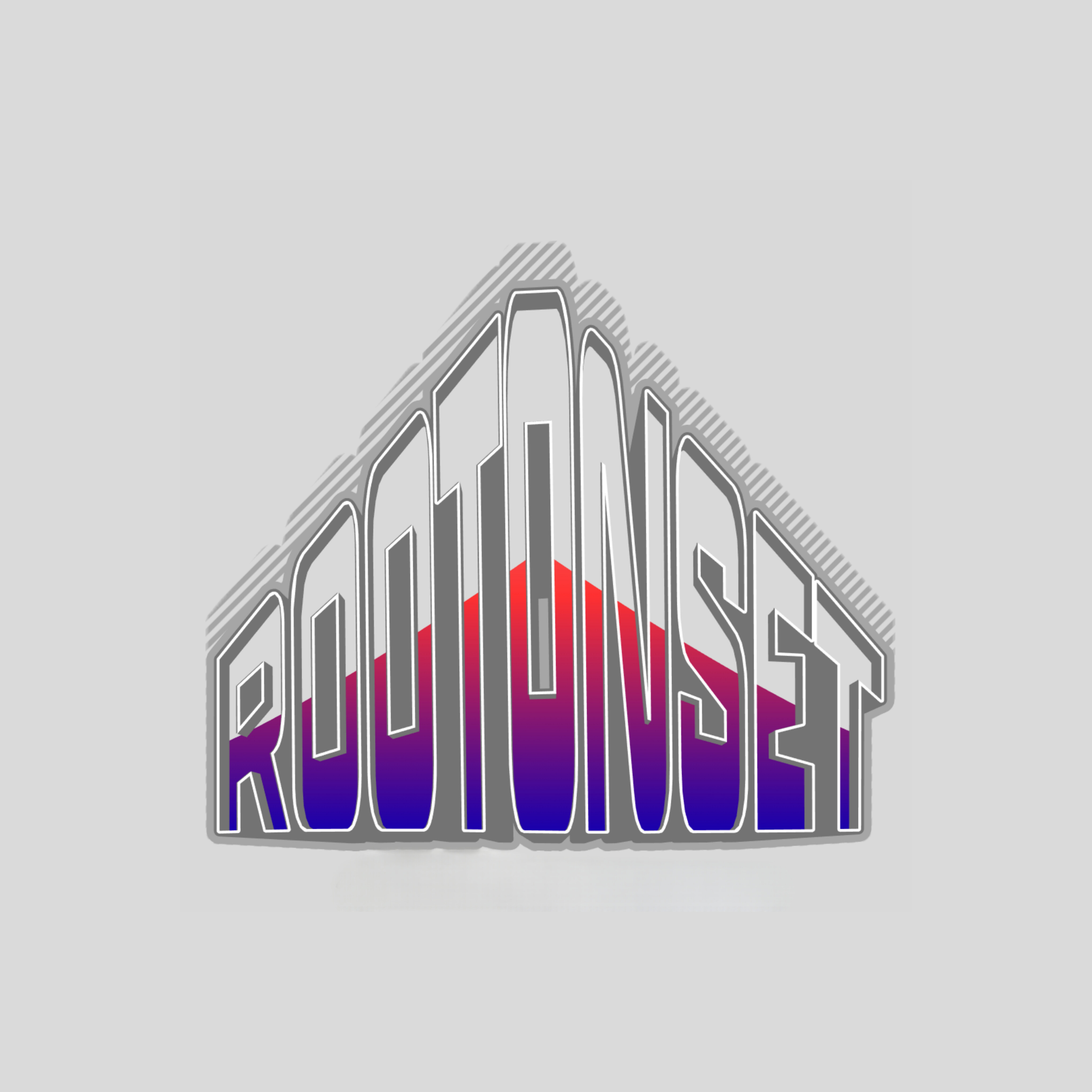 ROOTONSET wordmark with a silver and purple-red gradient