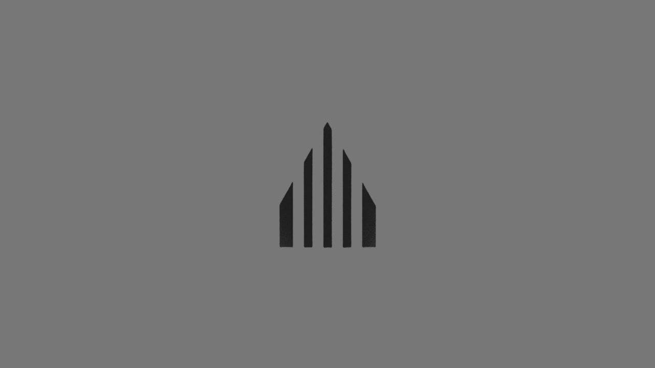 Minimal black symbol made of five rising vertical shapes