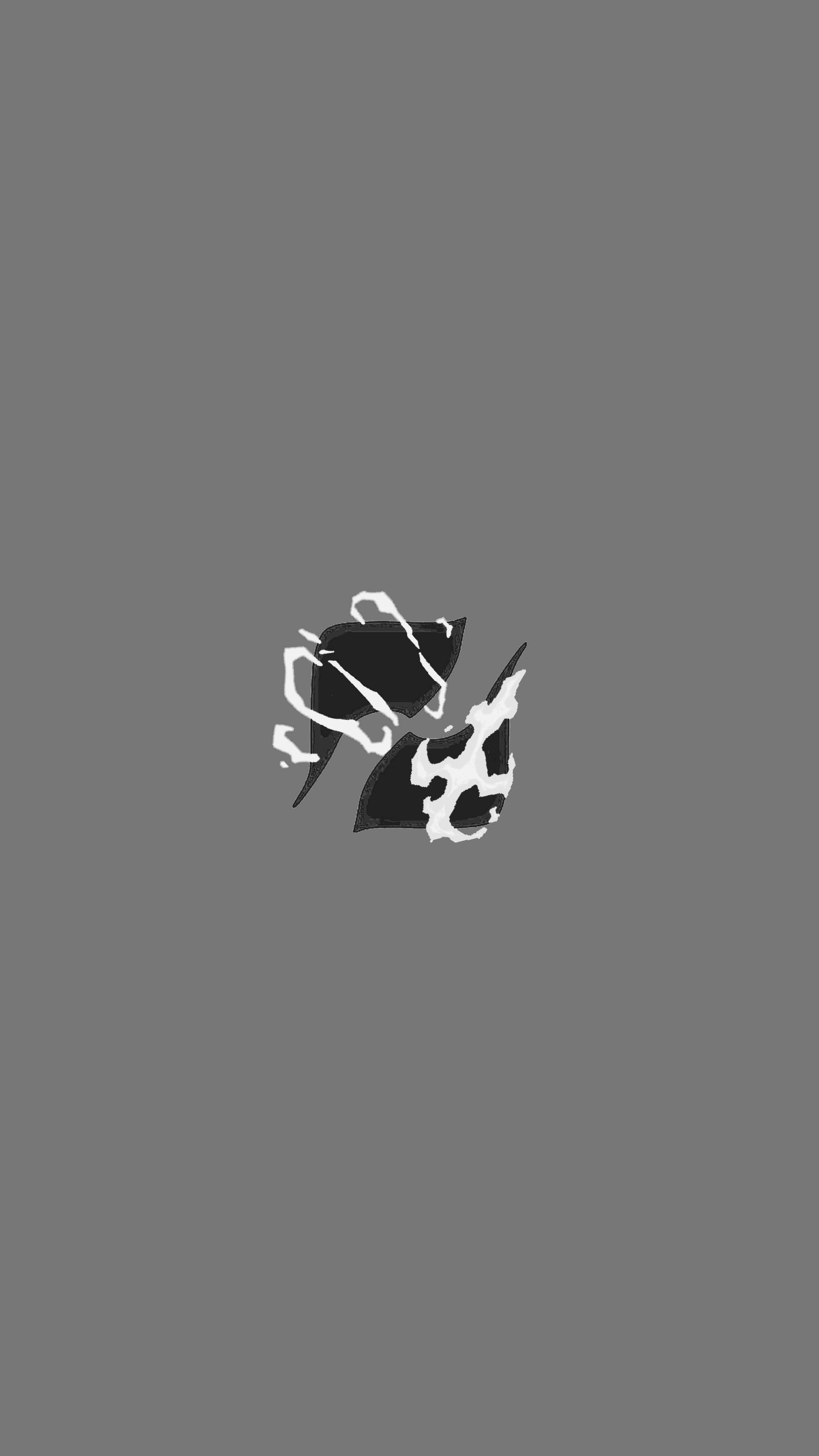 Abstract black and white symbol with jagged electric accents